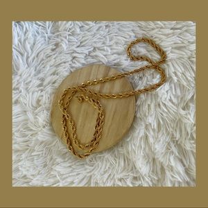 Long Gold-Plated Twist Necklace-Chain